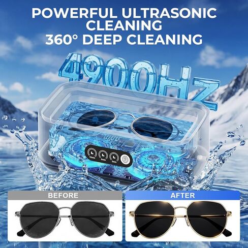 Heapsion Ultrasonic Cleaner, 49KHz Professional Ultrasonic Cleaning Machine, 650ml Tank, 304 Stainless Steel Tank, 3 Cleaning Modes with LED Timer for Jewelry, Glasses ，Retainers, Watches & More in Saudi Arabia