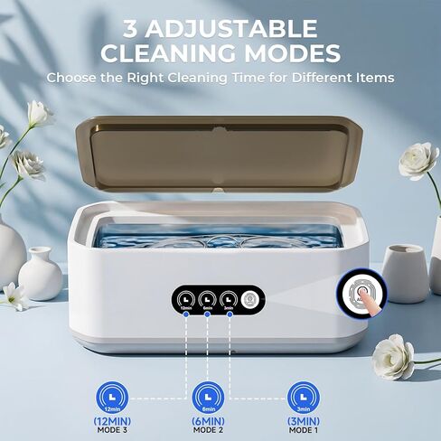 Heapsion Ultrasonic Cleaner, 49KHz Professional Ultrasonic Cleaning Machine, 650ml Tank, 304 Stainless Steel Tank, 3 Cleaning Modes with LED Timer for Jewelry, Glasses ，Retainers, Watches & More in Saudi Arabia
