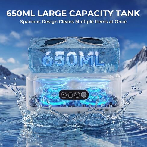 Heapsion Ultrasonic Cleaner, 49KHz Professional Ultrasonic Cleaning Machine, 650ml Tank, 304 Stainless Steel Tank, 3 Cleaning Modes with LED Timer for Jewelry, Glasses ，Retainers, Watches & More in Saudi Arabia
