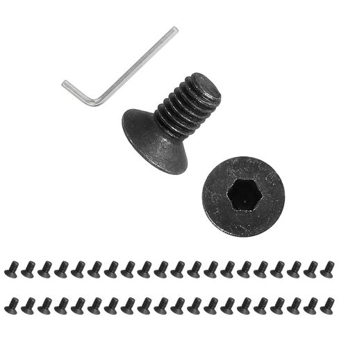PATIKIL M2.5x6 mm Flat Head Socket Cap Screws, 100 Pcs Carbon Steel Flat Countersunk Bolts Hex Socket Drive Machine Screws Full Thread Grade 10.9 with Hex Spanner, Black in Saudi Arabia