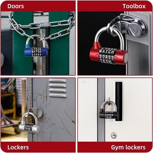 4 قطع 5 أحرف قفل مجمع الثقيلة الصالة الرياضية خزانة بدون مفتاح إعادة تعيين قفل معدني للمنزل في الهواء الطلق أقفال الأبواب صندوق الأدوات غلق بمشبك خزانة أسود فضي أحمر أزرق in Kuwait