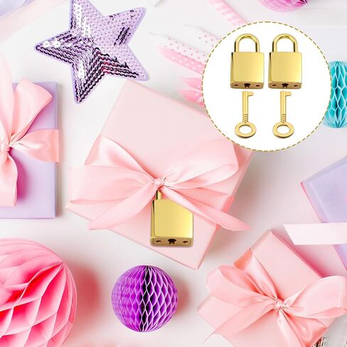 قطعتان من الأقفال الصغيرة مع مفاتيح، قفل حقيبة الأمتعة العتيق، قفل صغير مع مفتاح لمحفظة الظهر وصندوق المجوهرات وصندوق تخزين وخزانة حقيبة الكمبيوتر المحمول (ذهبي) in Kuwait