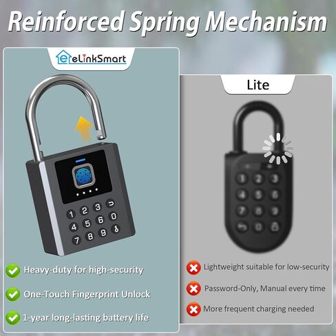 eLinkSmart قفل بصمة الإصبع في الهواء الطلق، قفل ذكي عالي التحمل مع ترخيص عن بعد لتطبيق بلوتوث، كلمة مرور مكونة من 9 أرقام ورمز مؤقت، IP67 مقاوم للطقس لخزانة شاحنة سياج بوابة السقيفة in Kuwait