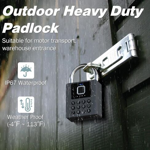 eLinkSmart قفل بصمة الإصبع في الهواء الطلق، قفل ذكي عالي التحمل مع ترخيص عن بعد لتطبيق بلوتوث، كلمة مرور مكونة من 9 أرقام ورمز مؤقت، IP67 مقاوم للطقس لخزانة شاحنة سياج بوابة السقيفة in Kuwait