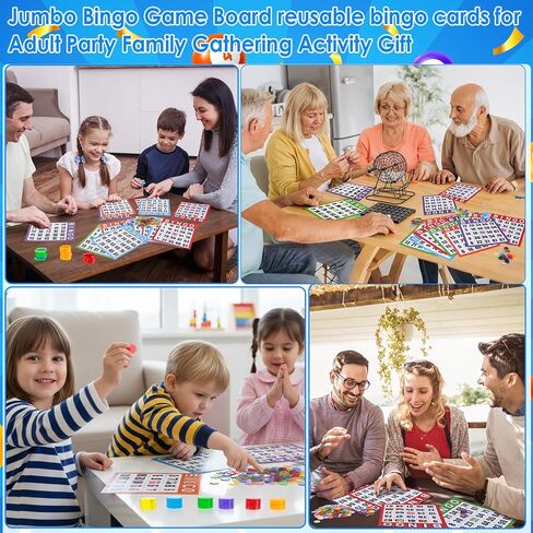 Eersida 1100 حزمة من بطاقات ألعاب Jumbo Bingo مع مجموعات رقائق Bingo لكبار السن، 1000 شريحة تسجيل شفافة، 8 × 9 بوصة قابلة لإعادة الاستخدام وسهلة القراءة مجموعات ألعاب الورق الورقية للأنشطة الليلية العائلية in Saudi Arabia