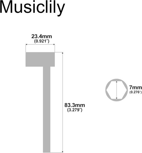Musiclily 7mm Truss Rod Guitar Bass Hex Box Wrench Adjustment Tool for PRS/Jackson/Ibanez, Chrome in Saudi Arabia