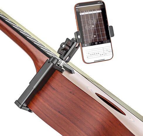 حامل هاتف جيتار - ذراع معدني قابل للتعديل، حامل هاتف جيتار للجيتار والقيثارة والباس والجيتار الكهربائي، يناسب iPhone 17 Pro Max 16 15 Plus، لتسجيل الفيديو والتعليم عبر الإنترنت in Kuwait