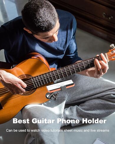حامل هاتف جيتار - ذراع معدني قابل للتعديل، حامل هاتف جيتار للجيتار والقيثارة والباس والجيتار الكهربائي، يناسب iPhone 17 Pro Max 16 15 Plus، لتسجيل الفيديو والتعليم عبر الإنترنت in Kuwait