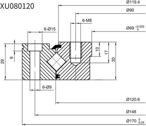 1PCS XU080120 69MMX170MMX30MM Crossed Roller Bearing in Kuwait
