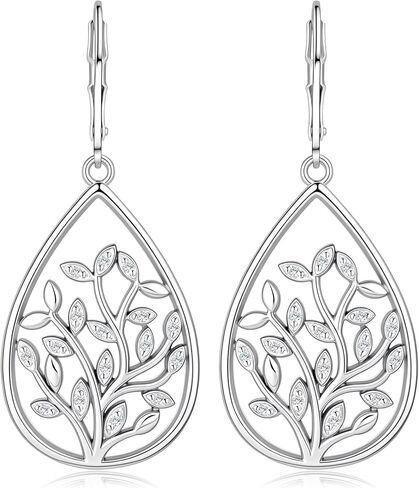 Ritach Silver Dangle Earrings for Women Leverback Filigree Teardrop Earrings Hypoallergenic Silver Dangle Drop Earring for Gifts in Saudi Arabia