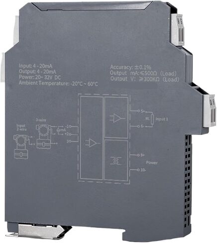 Ultra-Thin DC Signal Isolator Transmitter Current Voltage Isolation 4-20MA 0-5V 0-10V(1 in 2 Out,0-20MA Input_DC24V Power Supply_1-5V IOUTPUT) in Kuwait