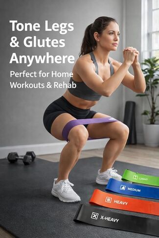 Resistance Bands Set for Workout – 5 Pack Durable Loop Exercise Bands for Strength Training, Physical Therapy, Yoga, Pilates – Non-Slip Home Gym Fitness Bands for Men & Women Bag - Carry Bag Included in Saudi Arabia