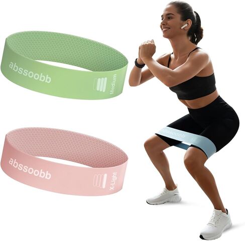 Latex Free Hypoallergenic Silicone Resistance Loop Bands - Non-Slip Glute Booty Elastic Bands for Women, Multiple Packs & Resistance Levels for Home Gym Yoga Pilates Workout & Stretching in Saudi Arabia