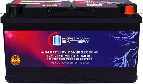Mighty Max Battery MM-H4L Start and Stop Car BCI Group Size 140 Positive Terminal on Left Side [+ -] 12V 50 AH, 80RC, 570 CCA Rechargeable AGM Car Battery in Saudi Arabia