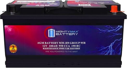 Mighty Max Battery MM-H4L Start and Stop Car BCI Group Size 140 Positive Terminal on Left Side [+ -] 12V 50 AH, 80RC, 570 CCA Rechargeable AGM Car Battery in Saudi Arabia