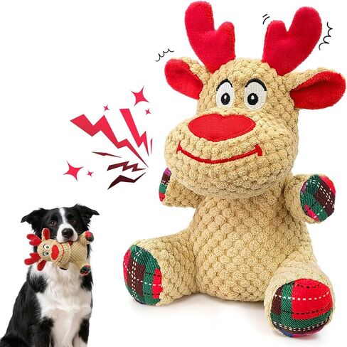 مجموعة ألعاب عيد الميلاد للكلاب - 3 عبوات من ألعاب الكلاب المتينة التي تصدر صوتًا للكلاب الصغيرة والمتوسطة والكبيرة، هدية سانتا القطيفة الناعمة وحيوان الرنة ورجل الثلج للحيوانات الأليفة in Kuwait