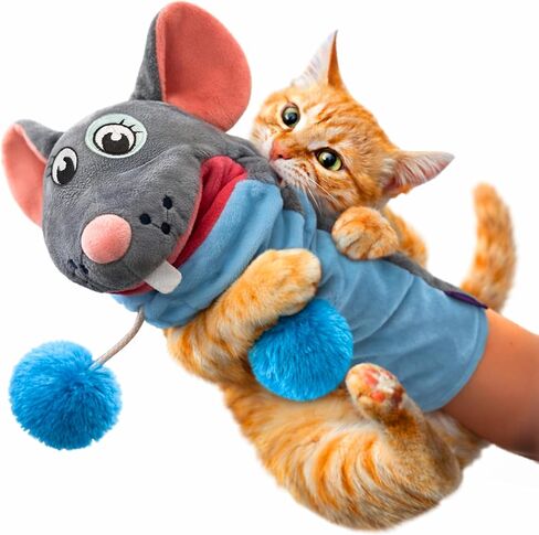 Pounce & Purr™ Meow Mitt Wearable Cat Toy – “Pip S. Queek" Plush Mitten with Catnip & Silvervine, Crinkle Sounds, Dangling Arms & 2-Layer Protection for Bonding Play with Cats & Kittens (Mouse) in Saudi Arabia