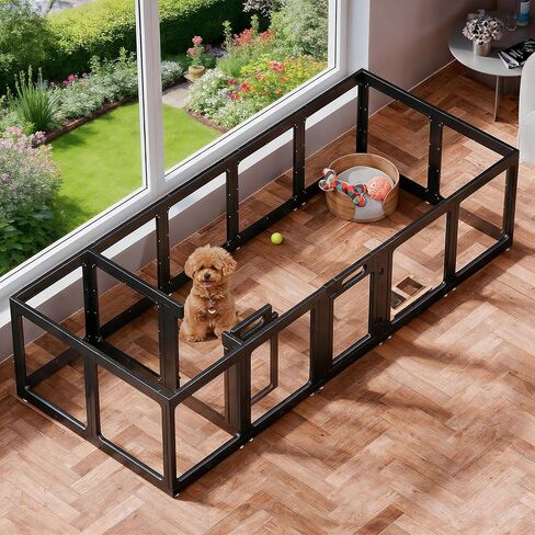 Transparent Indoor Dog Playpen with Safety Lock, Indoor Dog Fence for Small & Medium Pets | Secure, Stylish, Easy Clean Play Pen for Dogs & Pets with Scratch Resistant Panels (White, 10 Panel) in Saudi Arabia