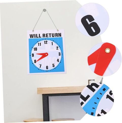 2pcs Will Return Sign Clock Double-Sided Wall Sign for Business Restaurants and Shops Printing Suction Cup for Easy Hanging Decorative PVC Pendant Clock for Open and Closed Hours in Saudi Arabia