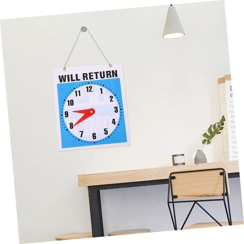 2pcs Will Return Sign Clock Double-Sided Wall Sign for Business Restaurants and Shops Printing Suction Cup for Easy Hanging Decorative PVC Pendant Clock for Open and Closed Hours in Saudi Arabia