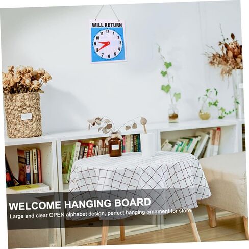 2pcs Will Return Sign Clock Double-Sided Wall Sign for Business Restaurants and Shops Printing Suction Cup for Easy Hanging Decorative PVC Pendant Clock for Open and Closed Hours in Saudi Arabia