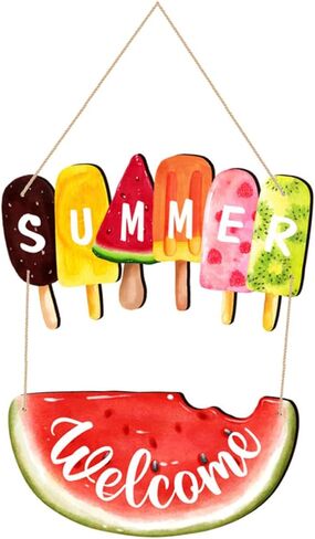 Zerodeko 1set Watermelon Themed Welcome Sign for Front Door Summer Decor Hanging Sign for Home Porch Garden for Ice Cream Parties and Seasonal Celebrations in Saudi Arabia