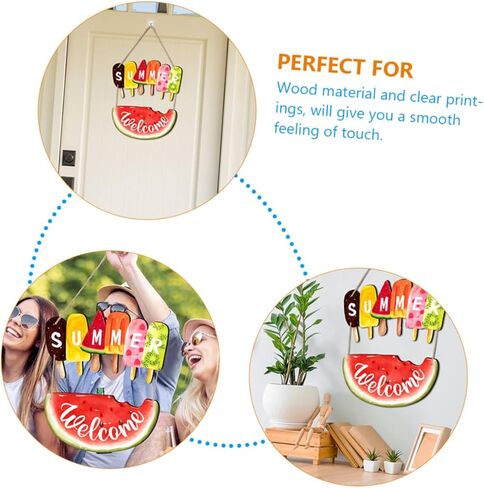 Zerodeko 1set Watermelon Themed Welcome Sign for Front Door Summer Decor Hanging Sign for Home Porch Garden for Ice Cream Parties and Seasonal Celebrations in Saudi Arabia