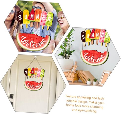 Zerodeko 1set Watermelon Themed Welcome Sign for Front Door Summer Decor Hanging Sign for Home Porch Garden for Ice Cream Parties and Seasonal Celebrations in Saudi Arabia