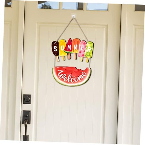 Zerodeko 1set Watermelon Themed Welcome Sign for Front Door Summer Decor Hanging Sign for Home Porch Garden for Ice Cream Parties and Seasonal Celebrations in Saudi Arabia