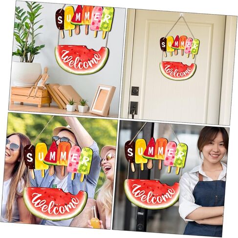 Zerodeko 1set Watermelon Themed Welcome Sign for Front Door Summer Decor Hanging Sign for Home Porch Garden for Ice Cream Parties and Seasonal Celebrations in Saudi Arabia