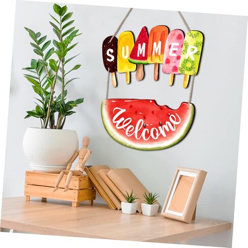 Zerodeko 1set Watermelon Themed Welcome Sign for Front Door Summer Decor Hanging Sign for Home Porch Garden for Ice Cream Parties and Seasonal Celebrations in Saudi Arabia