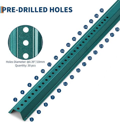 6FT Sign Post, 1 Pack U-Channel Sign Post with Pre-Drilled Holes, Steel Fence for Gardens, Farms, Parking Lots & Traffic Control, Rust-Resistant, Heavy Duty, Easy to Install, Green in Kuwait
