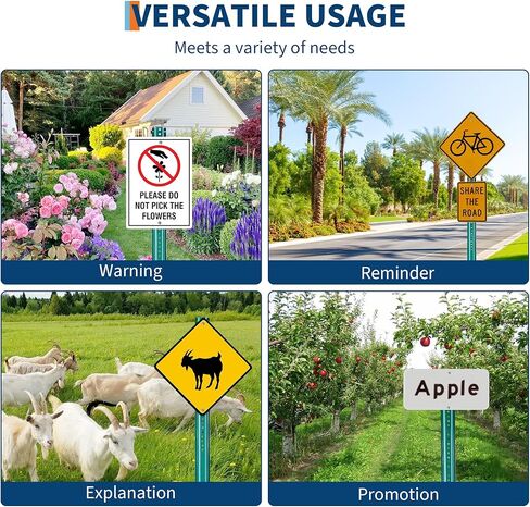 6FT Sign Post, 1 Pack U-Channel Sign Post with Pre-Drilled Holes, Steel Fence for Gardens, Farms, Parking Lots & Traffic Control, Rust-Resistant, Heavy Duty, Easy to Install, Green in Kuwait