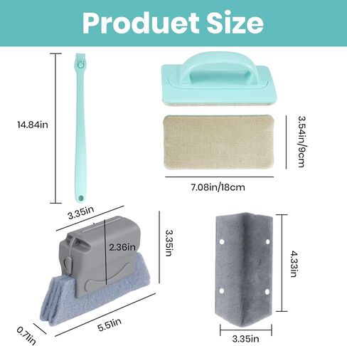 Window Screen Cleaner & Track Cleaning Kit – Mesh Screen Cleaning Brush + 3 Groove Brushes & 6 Replacement Cleaning Cloths – 14.8″ Detachable Long-Reach Handle, Wet & Dry Dual-Use in Kuwait