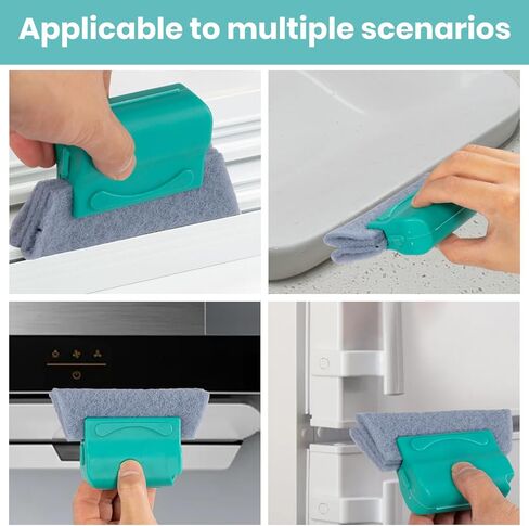 Window Screen Cleaner & Track Cleaning Kit – Mesh Screen Cleaning Brush + 3 Groove Brushes & 6 Replacement Cleaning Cloths – 14.8″ Detachable Long-Reach Handle, Wet & Dry Dual-Use in Kuwait