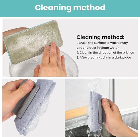 Window Screen Cleaner & Track Cleaning Kit – Mesh Screen Cleaning Brush + 3 Groove Brushes & 6 Replacement Cleaning Cloths – 14.8″ Detachable Long-Reach Handle, Wet & Dry Dual-Use in Kuwait