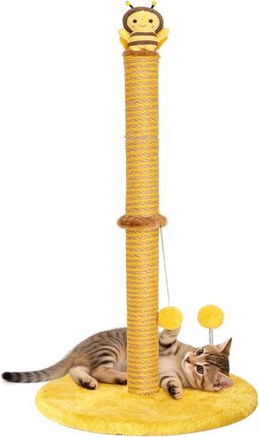 Gothic Cat Scratching Post with Bed, 34" Tall Cat Scratcher for Indoor Cats - Modern Sisal Scratch Post with Spider Dangling Toys for Kittens and Adult Cats in Kuwait
