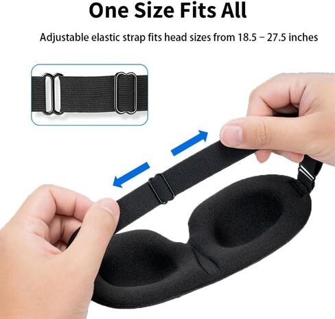 Sleep Mask for Back and Side Sleepers 2 Pack, 3D Light Blocking Eye Mask for Sleeping, Zero Pressure Eye Cover for Women and Men, Lightweight Breathable Night Blindfold Black in Saudi Arabia