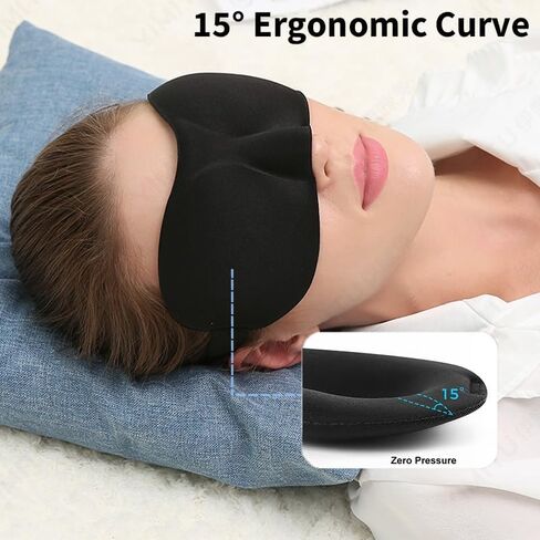 Sleep Mask for Back and Side Sleepers 2 Pack, 3D Light Blocking Eye Mask for Sleeping, Zero Pressure Eye Cover for Women and Men, Lightweight Breathable Night Blindfold Black in Saudi Arabia