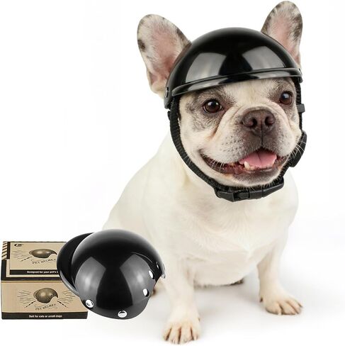 Enjoying Small Dog Helmet, Dog Bike Helmets for Tiny Dogs, XSmall Doggie Motorcycle Helmet Cat Hat with Ear Holes, Adjustable Doggy Cap, Black XS in Kuwait