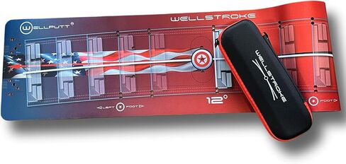 Wellputt Wellstroke 12° Stars and Stripes وضع حصيرة للاعبي الغولف الذين يستخدمون اليد اليمنى | قم بتحسين ضربتك مع أداة تدريب الجولف الوطنية هذه | 31.9 بوصة طول × 7.7 بوصة عرض in Kuwait