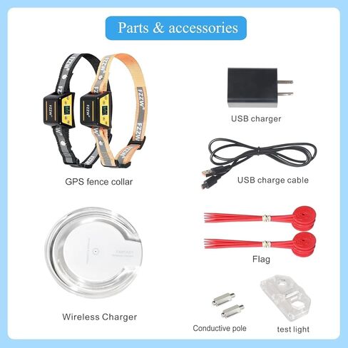 Plkm Dog Wireless GPS سياج الحيوانات الأليفة نظام احتواء السياج الكهربائي، قوة تحذير نطاق التحكم قابل للتعديل، الشحن اللاسلكي GPS سياج الكلب اللاسلكي، جهاز استقبال طوق مقاوم للماء مغلق بالكامل in Kuwait