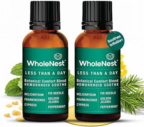 أقل من يوم - مصل الزيت العطري لتخفيف البواسير - زيت علاج البواسير للتخفيف السريع من التورم والحرق والحكة من البواسير المؤلمة وشقوق ما بعد الولادة 2 × 15 مل in Kuwait