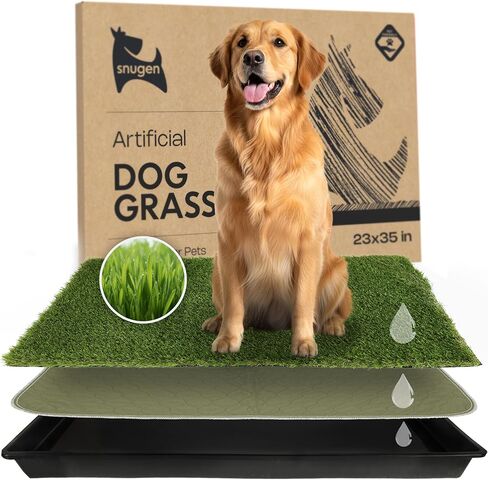 Dog Grass Pad with Tray 23"x35" – Artificial Grass Pad for Dogs Potty with Pee Pads Washable & Puppy Porch Potty Tray – Dog Litter Box Indoor & Outdoor with Pet Turf for Puppy Toilet Training in Saudi Arabia