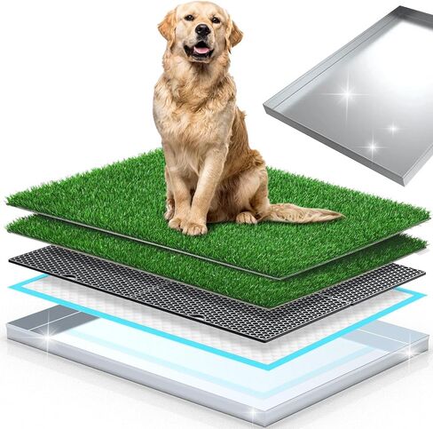 Dog Grass Pad with Tray,4 Layer Drainage System, Stainless Steel Tray & Odor-Free DesignIn Door/Outdoor Potty for Small to Large Dogs Balcony, Porch & Home Use in Kuwait