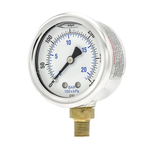Liquid Filled Lower Mount Pressure Gauge with 2" Dial, 0-300 PSI, 1/8" Male NPT Connection, Stainless Steel CASE and Bezel (1) in Saudi Arabia