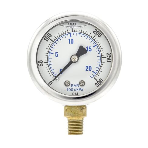 Liquid Filled Lower Mount Pressure Gauge with 2" Dial, 0-300 PSI, 1/8" Male NPT Connection, Stainless Steel CASE and Bezel (1) in Saudi Arabia