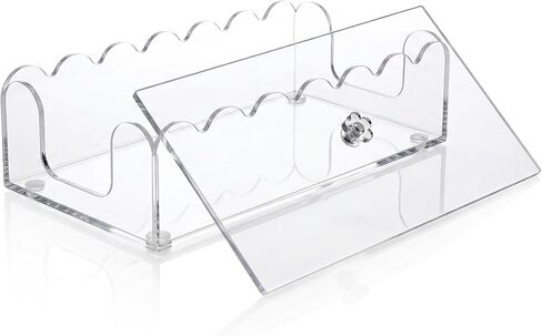 حامل مناديل أكريليك مع غطاء - تصميم صدفي شفاف، حامل مناديل للحمام، مناشف الضيوف، حامل مناشف يد للاستعمال مرة واحدة لحفلات الزفاف، ديكور الفنادق (9 * 5.1 * 2.4 بوصة) in Kuwait