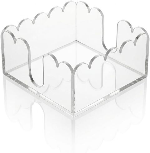 Acrylic Napkin Holder with lid - Clear Scalloped Design,Napkin Holder for Bathroom,Guest Towels Disposable Hand Towel Holder for Weddings,Hotels Decor (9 * 5.1 * 2.4in) in Saudi Arabia