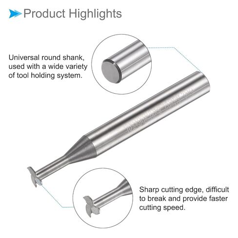 T Slot End Mill, 3 Flutes 0.24" Dia 0.02" Cutting Depth, Solid Carbide CNC Straight Milling Cutter - (Applications: for Steel and Copper Milling) in Kuwait